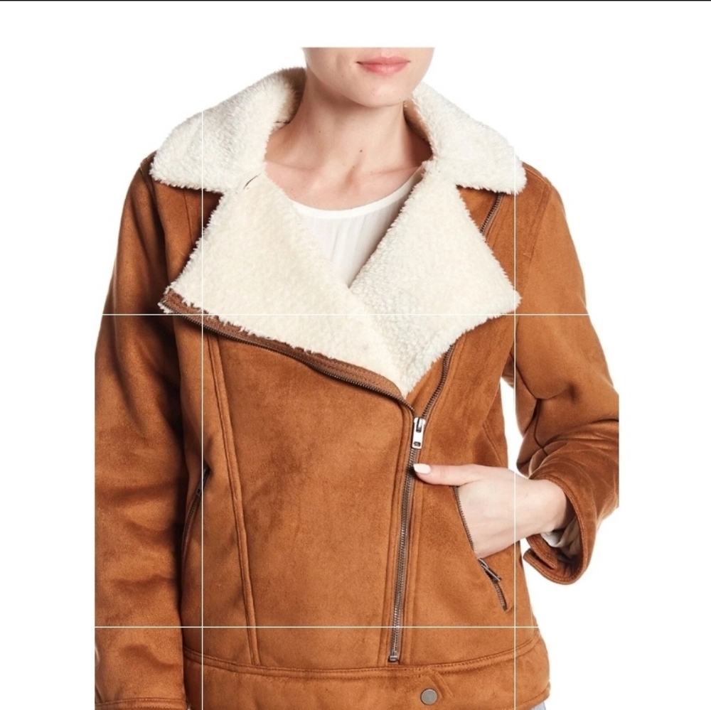 Vegan boutique suede shearling jacket